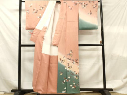 平和屋着物■訪問着　枝桜文　暈し染め　金彩　正絹　逸品　DABF6105zy