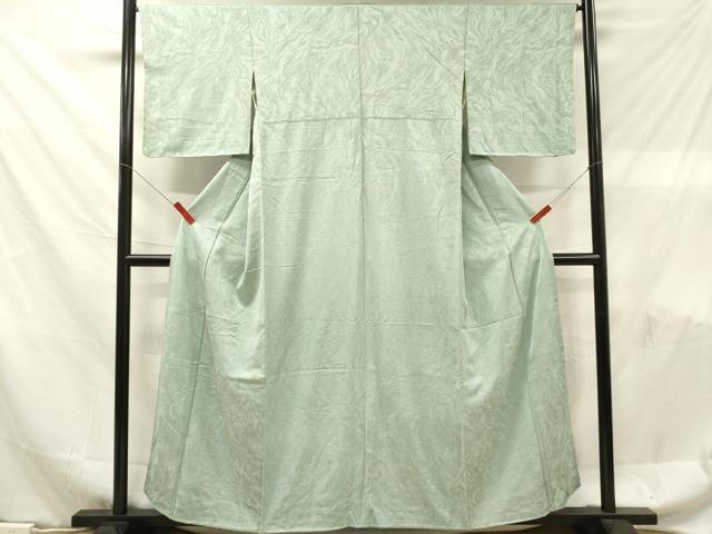 平和屋着物■上質な色無地　霞地紋　白藍色　正絹　逸品　DABF6114zy