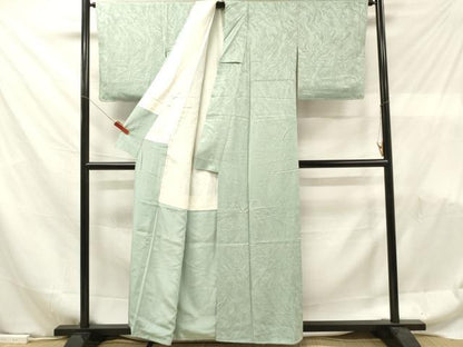 平和屋着物■上質な色無地　霞地紋　白藍色　正絹　逸品　DABF6114zy