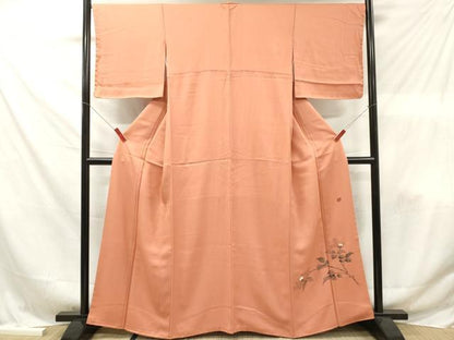 平和屋着物■上質な色無地　作家物　深支子色　正絹　逸品　DABF6117zy