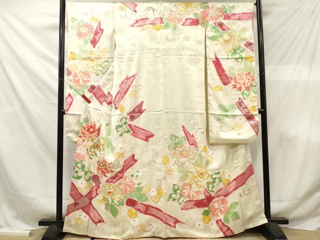 平和屋着物■豪華振袖　刺繍　草花文　金銀彩　正絹　逸品　DABF6118zy