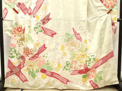平和屋着物■豪華振袖　刺繍　草花文　金銀彩　正絹　逸品　DABF6118zy