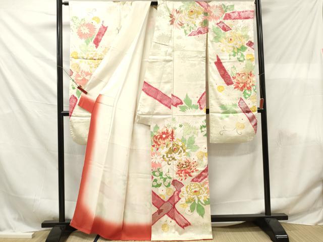 平和屋着物■豪華振袖　刺繍　草花文　金銀彩　正絹　逸品　DABF6118zy