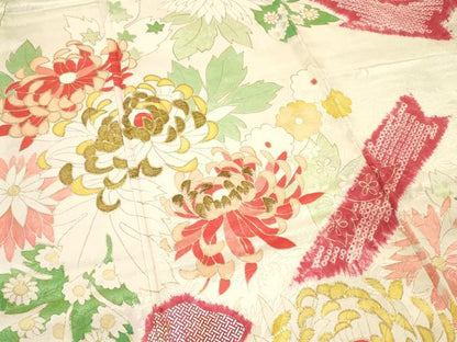 平和屋着物■豪華振袖　刺繍　草花文　金銀彩　正絹　逸品　DABF6118zy