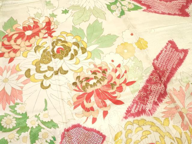平和屋着物■豪華振袖　刺繍　草花文　金銀彩　正絹　逸品　DABF6118zy