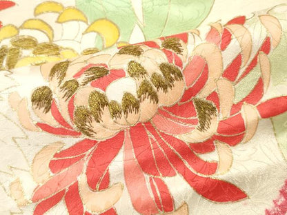 平和屋着物■豪華振袖　刺繍　草花文　金銀彩　正絹　逸品　DABF6118zy