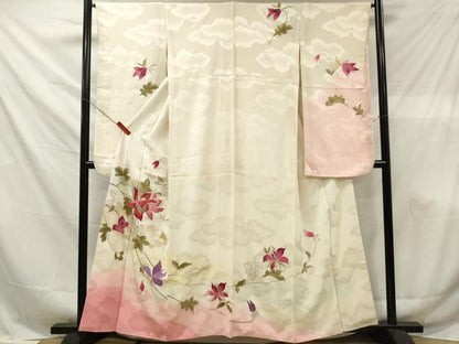 平和屋着物■豪華振袖　刺繍　草花文　暈し染め　金銀糸　正絹　逸品　DABF6120zy