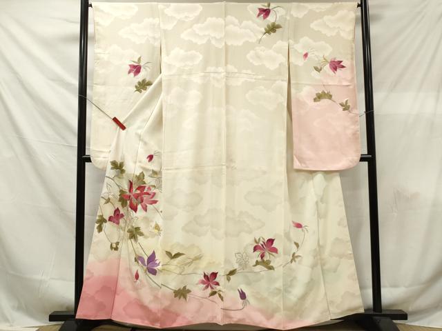 平和屋着物■豪華振袖　刺繍　草花文　暈し染め　金銀糸　正絹　逸品　DABF6120zy