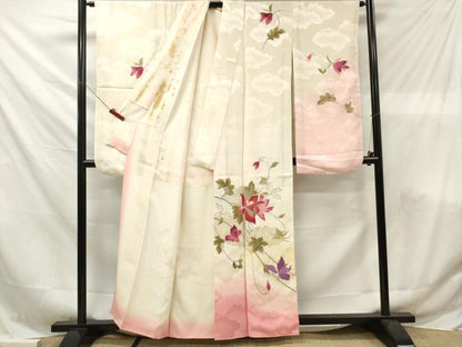 平和屋着物■豪華振袖　刺繍　草花文　暈し染め　金銀糸　正絹　逸品　DABF6120zy