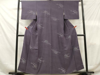 平和屋着物■上質な小紋　寿光織　流水文　銀糸　正絹　逸品　未使用　DABF6123zy