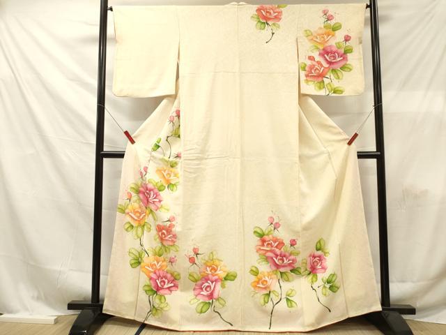 平和屋着物■訪問着 手描き 枝花文 正絹 逸品 DABF6127zy