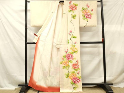 平和屋着物■訪問着 手描き 枝花文 正絹 逸品 DABF6127zy
