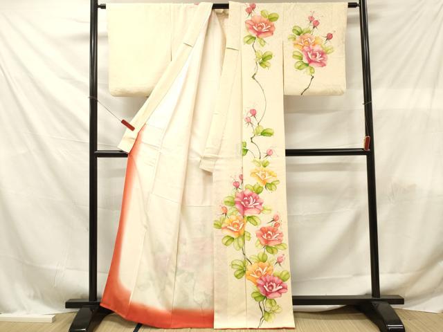 平和屋着物■訪問着 手描き 枝花文 正絹 逸品 DABF6127zy