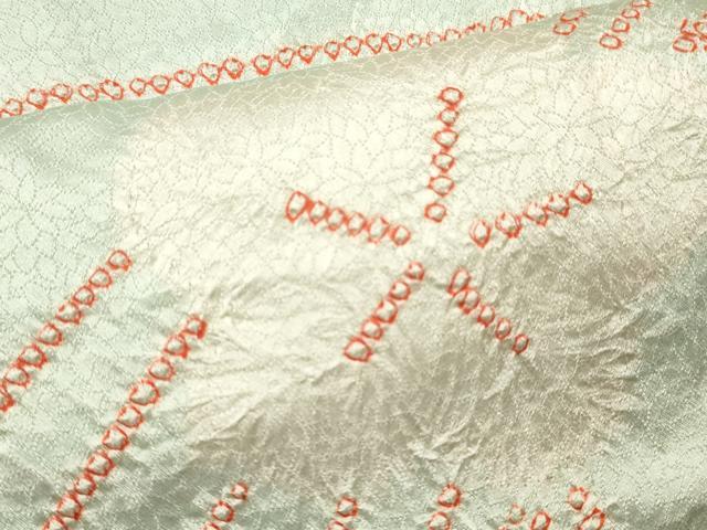 平和屋着物■創作襦袢　無双仕立て　総絞り　舞梅文　正絹　逸品　DABF6135zy