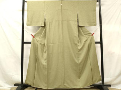 平和屋着物■上質な色無地 霞地紋 柳茶色 正絹 逸品 DABF6136zy