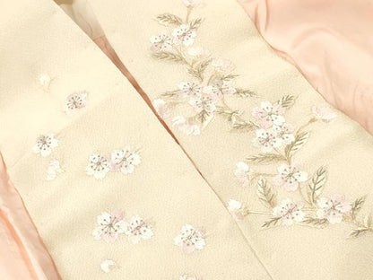 平和屋着物■長襦袢 無双仕立て 絞り 舞花文 暈し染め 半襟刺繍 正絹 逸品 DABF6145zy