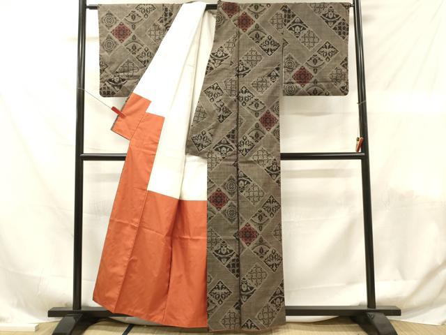 平和屋着物■本場大島紬 7マルキ 花菱文 正絹 逸品 DABF6146zy