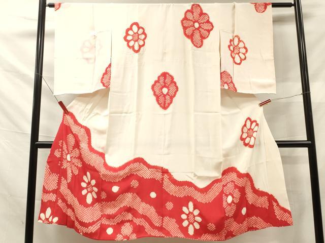 平和屋着物■長襦袢 無双仕立て 絞り 舞花文 正絹 逸品 DABF6150zy