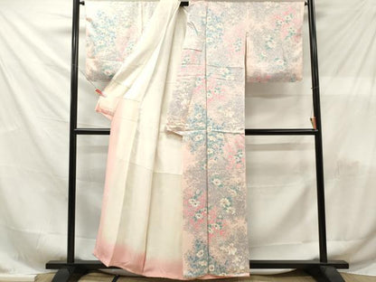 平和屋着物■上質な小紋　草花文　正絹　逸品　DABF6152zy