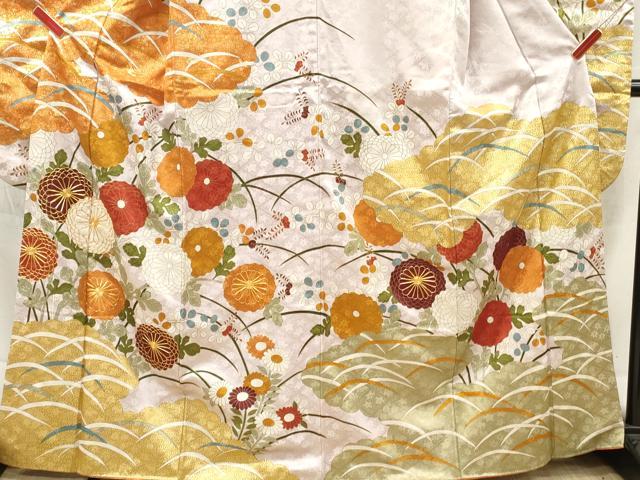 平和屋着物■豪華振袖　駒刺繍　舞菊文　正絹　逸品　DABF6153zy