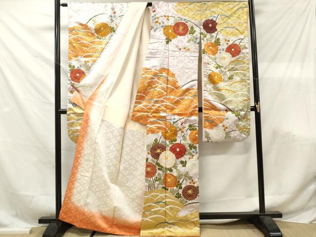 平和屋着物■豪華振袖　駒刺繍　舞菊文　正絹　逸品　DABF6153zy