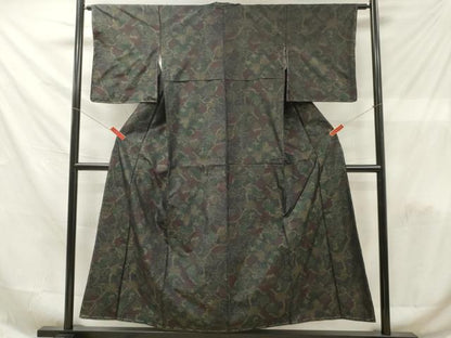 平和屋着物■本場大島紬　草葉文　正絹　逸品　未使用　DABF6155zy