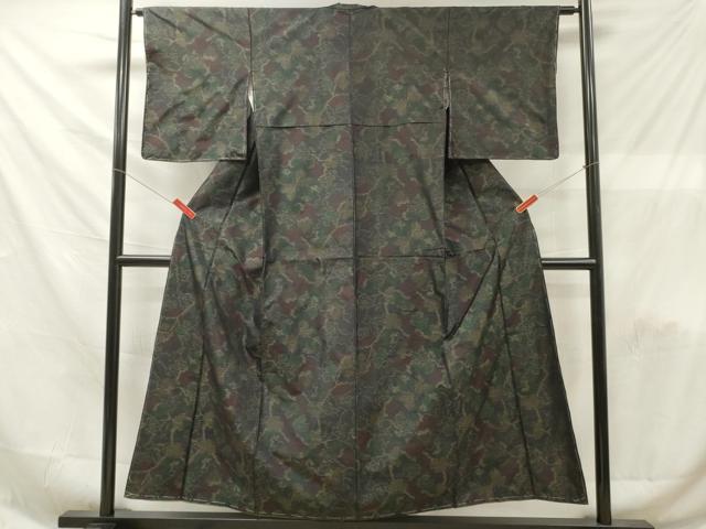 平和屋着物■本場大島紬　草葉文　正絹　逸品　未使用　DABF6155zy