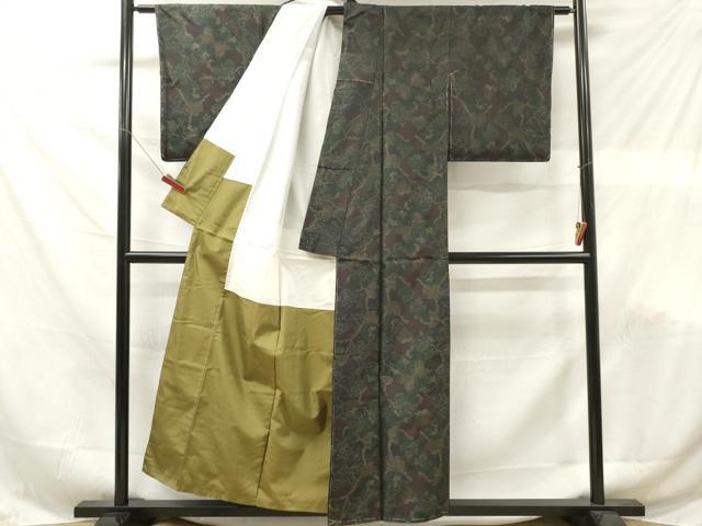 平和屋着物■本場大島紬　草葉文　正絹　逸品　未使用　DABF6155zy