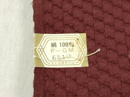 平和屋着物▼羽織・コート　反物　羽尺　幾何学地紋　葡萄茶色　桐生織物謹製　逸品　未使用　DABF6190zy