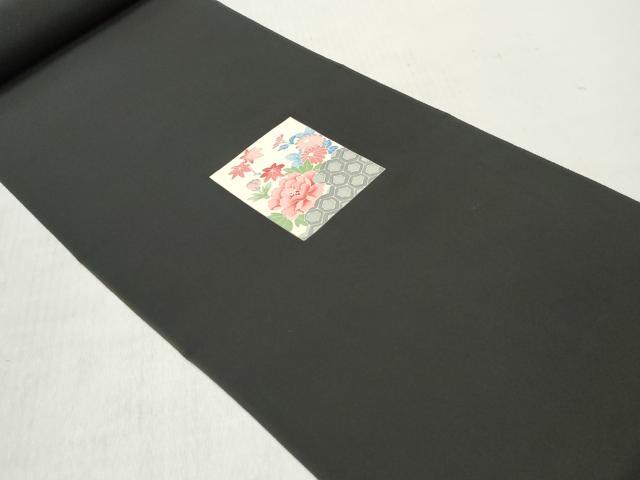 平和屋着物▼付下げ　反物　着尺　刺繍　色紙重ね草花文　黒地　逸品　未使用　DABF6193zy