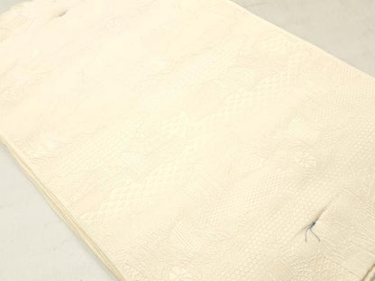 平和屋着物▼羽織・コート　白生地　反物　羽尺　御所車地紋　生成り色　逸品　未使用　DABF6264zy