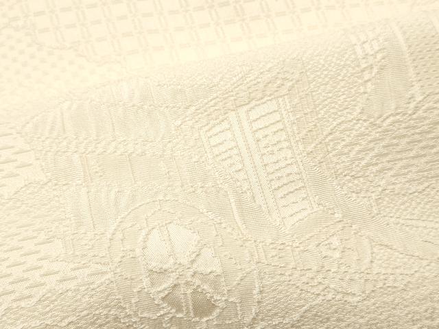 平和屋着物▼羽織・コート　白生地　反物　羽尺　御所車地紋　生成り色　逸品　未使用　DABF6264zy
