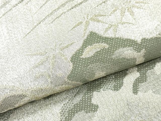平和屋着物▼佐賀錦　名古屋帯　帯反物　珠光錦　立波文　銀糸　逸品　未使用　DABF6303zy