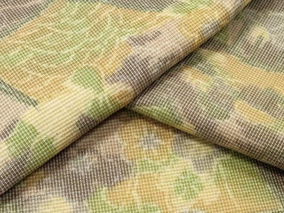 平和屋着物▼紬　反物　着尺　扇面草花文　逸品　未使用　DABF6356zy
