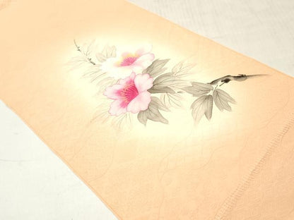 平和屋着物▼付下げ　解き反物　着尺　手描き　枝花文　暈し染め　八掛付き　逸品　DABF6377zy