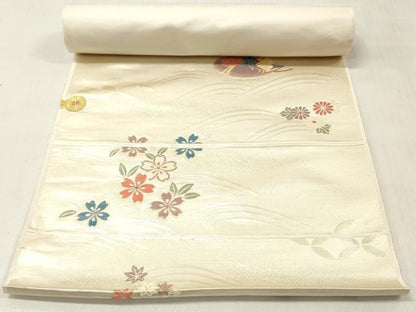 平和屋着物▼西陣　名古屋帯　帯反物　鴛鴦花文　金糸　証紙付き　逸品　未使用　DABF6426zy