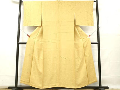 平和屋着物■上質な色無地　辻が花地紋　芥子色　正絹　逸品　DABF6439zy