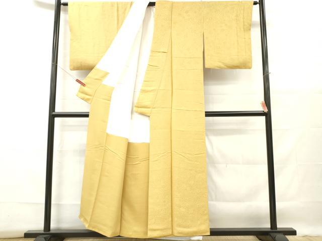 平和屋着物■上質な色無地　辻が花地紋　芥子色　正絹　逸品　DABF6439zy