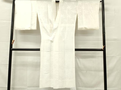 平和屋着物■長襦袢　無双仕立て　舞花地紋　生成り色　正絹　逸品　DABF6441zy