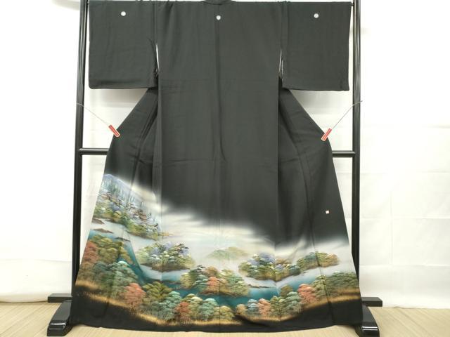 平和屋着物■豪華黒留袖　作家物　風景文　暈し染め　金彩　正絹　逸品　DABF6442zy