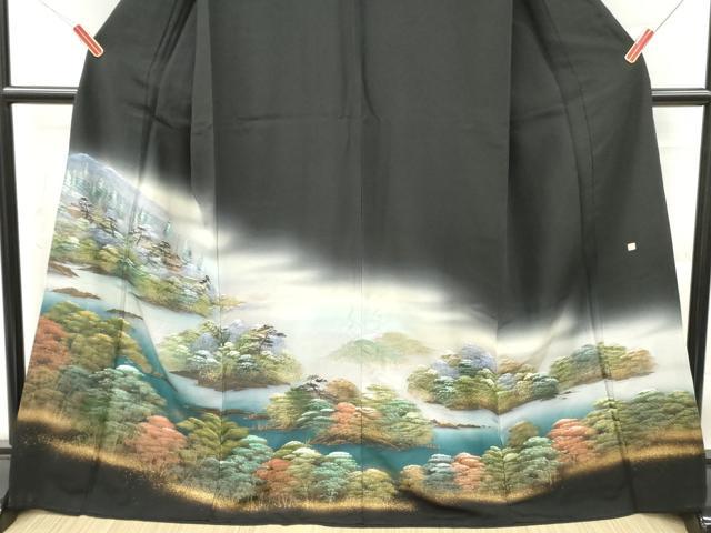 平和屋着物■豪華黒留袖　作家物　風景文　暈し染め　金彩　正絹　逸品　DABF6442zy