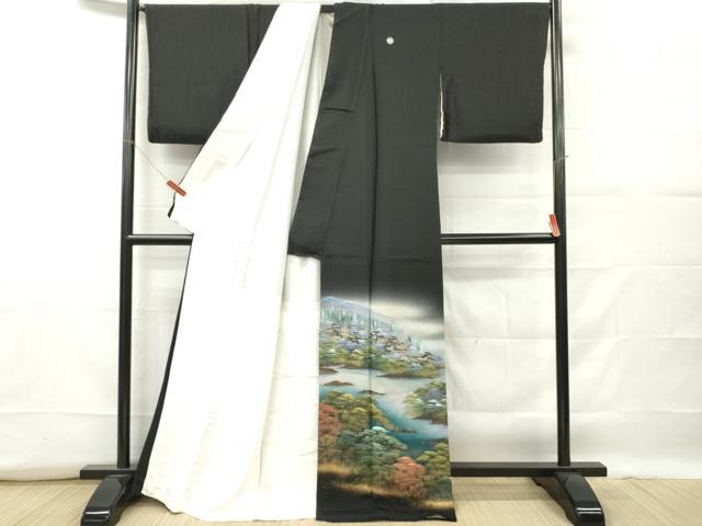 平和屋着物■豪華黒留袖　作家物　風景文　暈し染め　金彩　正絹　逸品　DABF6442zy