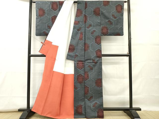 平和屋着物■本場大島紬　7マルキ　亀甲花文　正絹　逸品　DABF6462zy