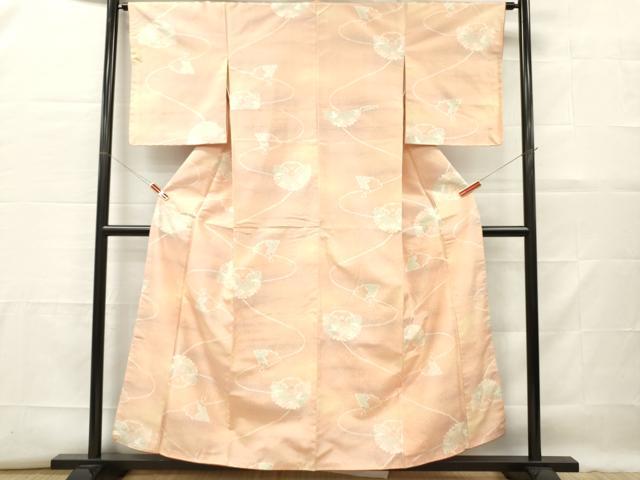 平和屋着物■上質な紬　扇面草花文　正絹　逸品　DABF6466zy