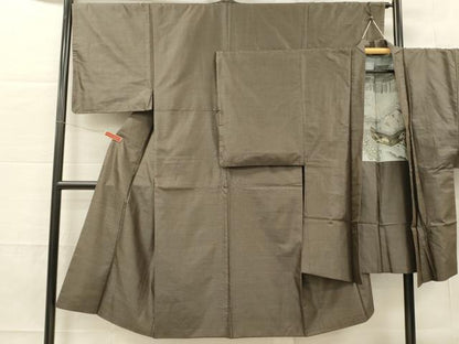 平和屋着物■男性　紬　アンサンブル　80亀甲　長羽織　正絹　逸品　DABF6467zy