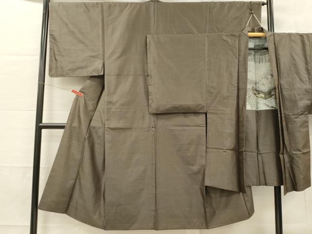 平和屋着物■男性　紬　アンサンブル　80亀甲　長羽織　正絹　逸品　DABF6467zy