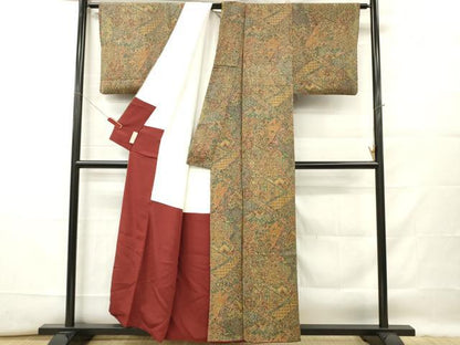 平和屋着物■更勝　小紋　切り嵌め草花文　鬼しぼ縮緬　正絹　逸品　DABF6477zy