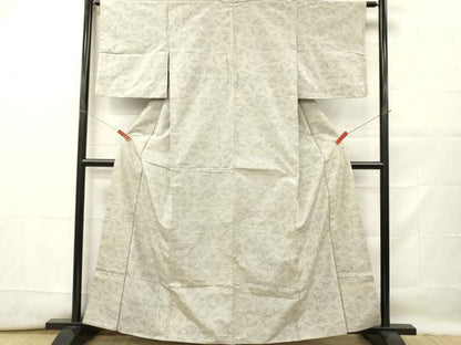 平和屋着物■上質な紬　麻の葉紋様　正絹　逸品　DABF6486zy