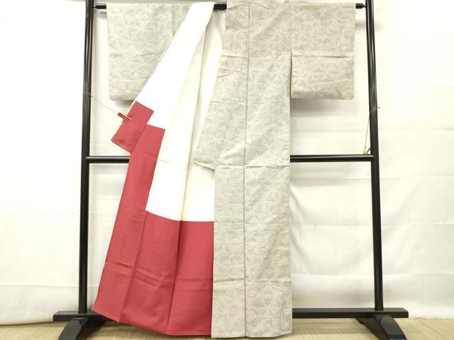平和屋着物■上質な紬　麻の葉紋様　正絹　逸品　DABF6486zy