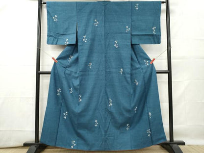 平和屋着物■上質な小紋　紬地　枝花文　正絹　逸品　DABF6488zy